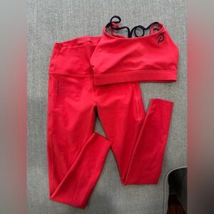 Peloton Bright Red Leggings‎ and Top Set sports bra activewear
